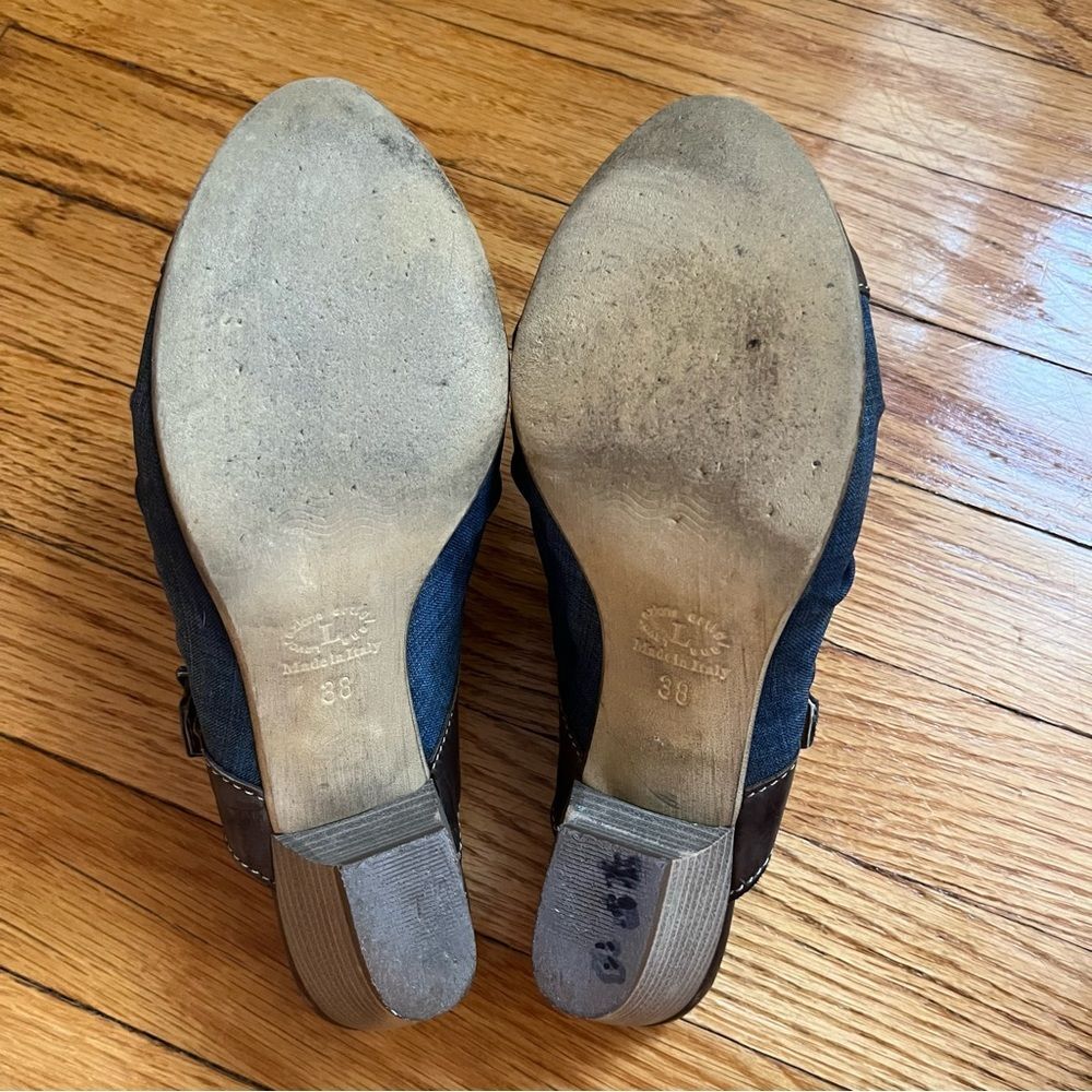 Lamica Slip on Clogs Leather Rodeo Western Cowgirl Made in Italy Denim size 38 - Picture 9 of 10